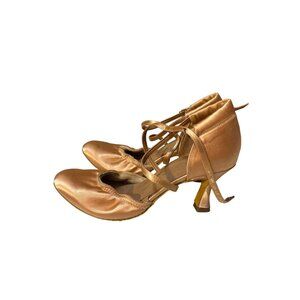 International Dance Shoes Satin Ballroom Dance Heels Strappy Adjustable Buckle S